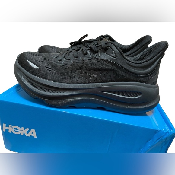 Hoka One One Bondi 9 Shoes Mens Size 10.5D Triple Black 1162013-BBLC NEW - Picture 3 of 10